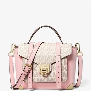 Michael kors Manhattan medium  leather logo satchel bag.